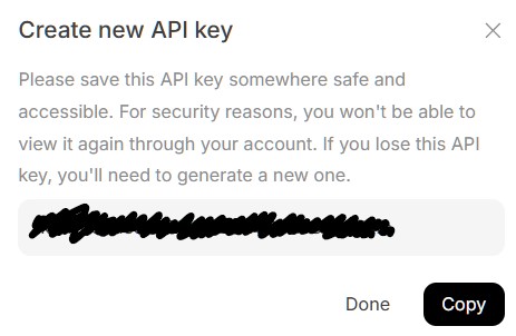 Copy the API key