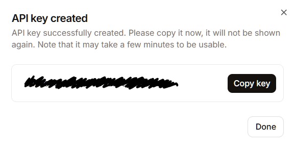 Copy the API key