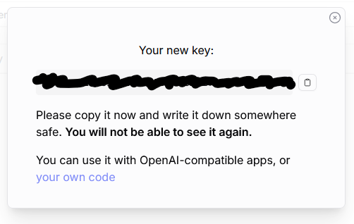 Copy the API key