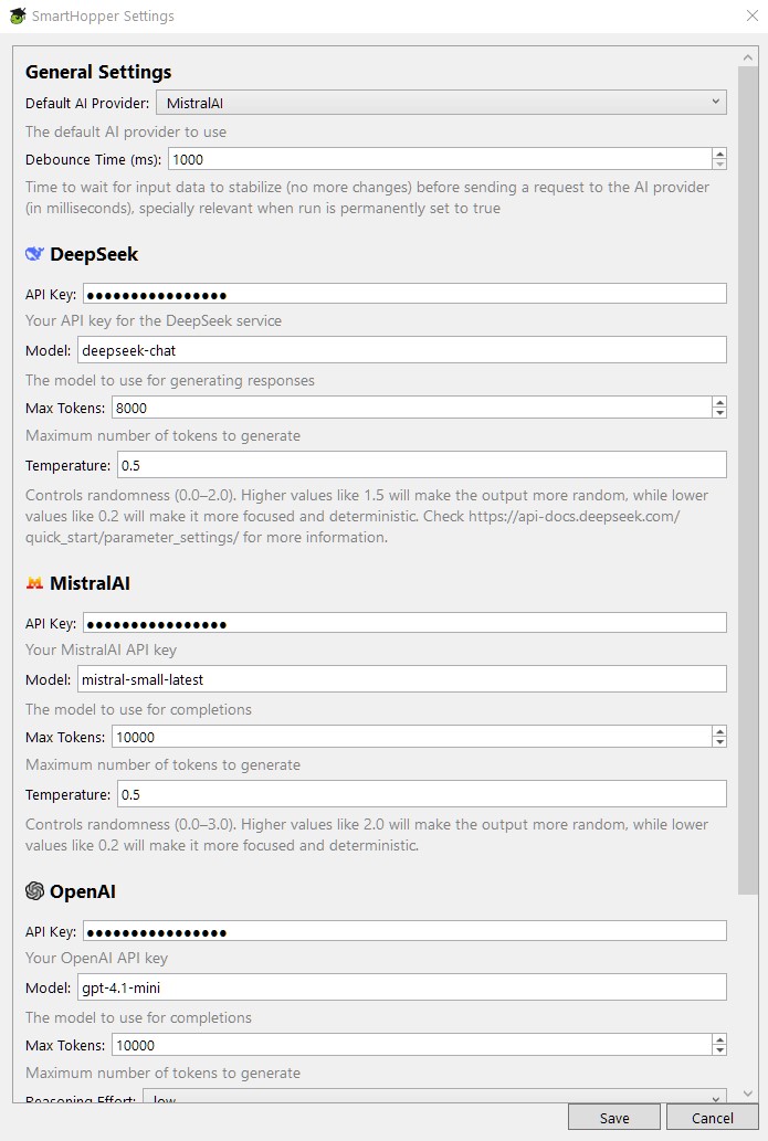 SmartHopper Settings